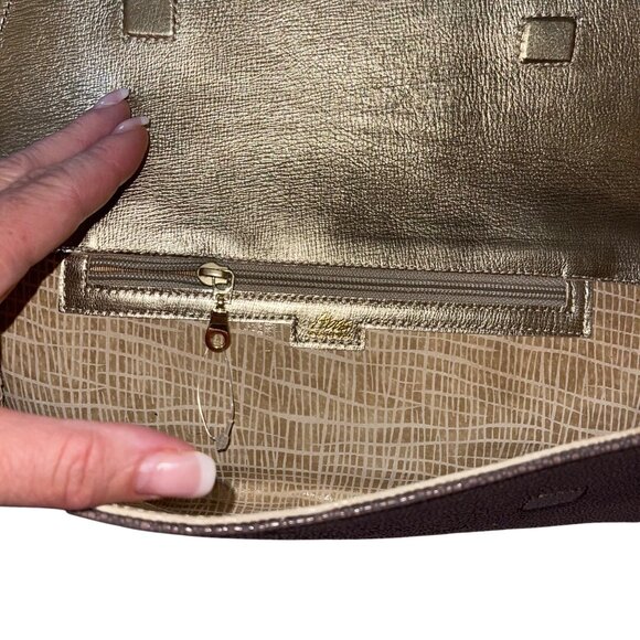 Abas Vintage Womens Clutch Bag Brown Stingray Foldover Envelope Style - Picture 9 of 10